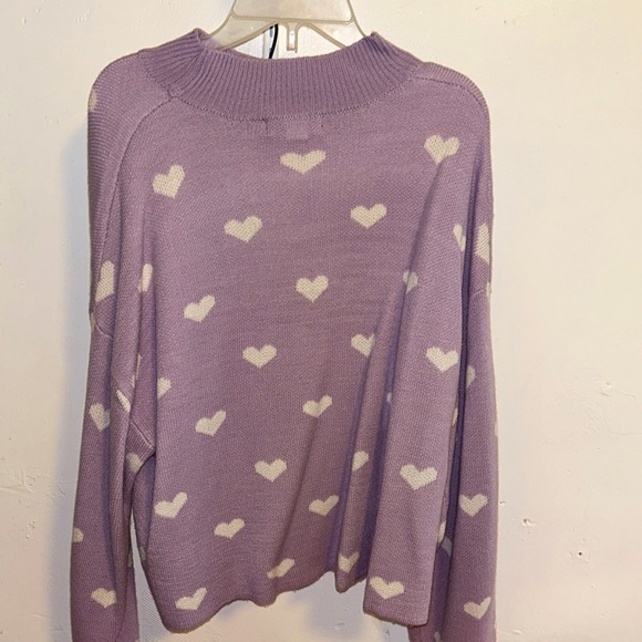 Purple Knitted Shirt with White Hearts - Picture 3 of 4